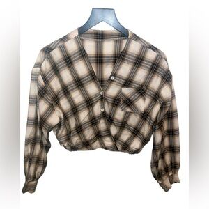 Women’s Cropped Flannel, Size: Medium, Multicolor